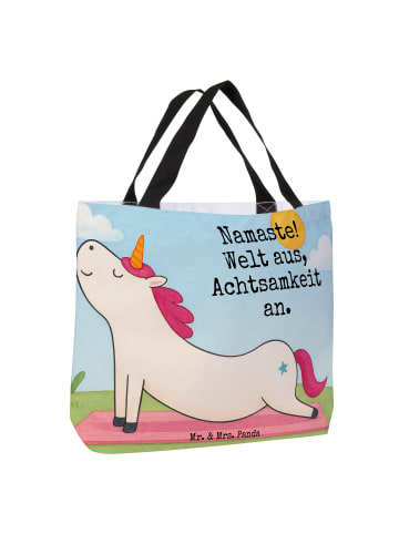 Mr. & Mrs. Panda Tasche Einhorn Yoga Design mit Spruch in Weiß