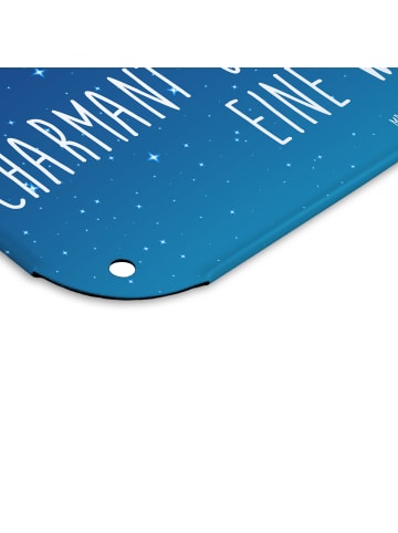 Mr. & Mrs. Panda Retro Blechschild Sternzeichen Waage mit Spruch in Sternenhimmel Blau