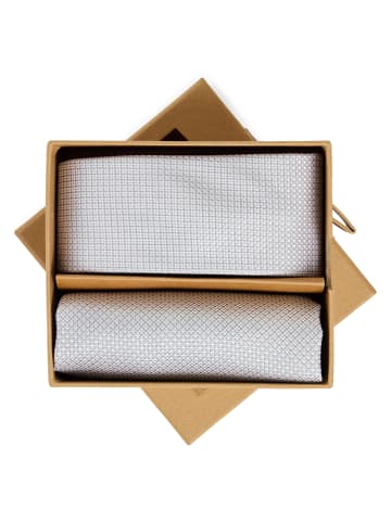Finshley & Harding London Krawatte und Einstecktuch in silber - 0007