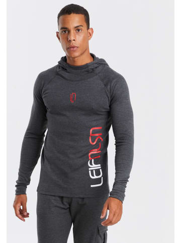 Leif Nelson Herren Gym-Sweatshirt Kapuze LN-8287 in anthrazit-rot