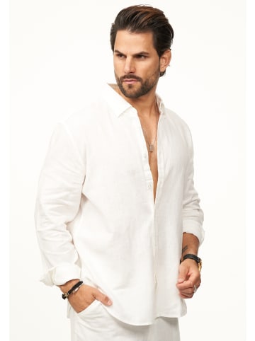 DAILY COTTON Langarmhemd - aus 100% Leinen im Regular-Fit in White