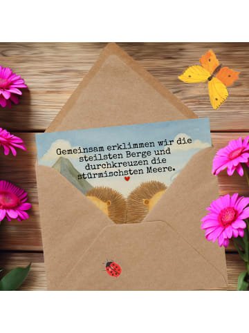 Mr. & Mrs. Panda Doppelkarte Igel händchenhaltend Design mit Spruch in Weiß