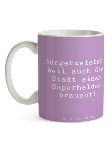 Mr. & Mrs. Panda Kaffeebecher Spruch Bürgermeister Superheld mit... in Lavendeltraum