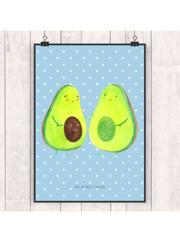 Mr. & Mrs. Panda Bild Avocado Pärchen ohne Spruch in Blau Pastell