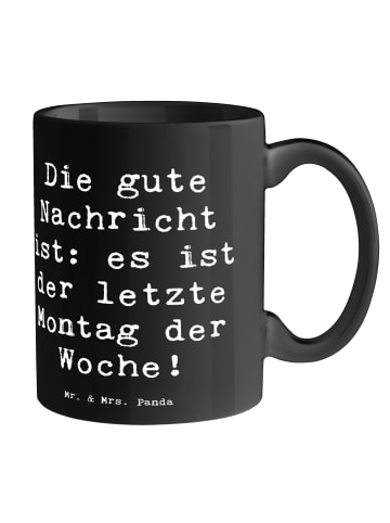 Mr. & Mrs. Panda Kaffeebecher Spruch Hoffnung Montag mit Spruch in Schwarz