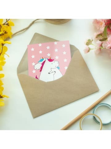 Mr. & Mrs. Panda Beileidskarte Einhörner Umarmen ohne Spruch in Rot Pastell