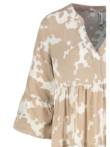 Sublevel Gemusterte Tunikabluse mit Rüschenärmeln und Volants in Braun-2
