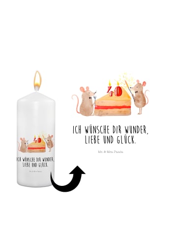 Mr. & Mrs. Panda Kerze Mit Spruch 40. Geburtstag Mäuse Kuchen mi... in Weiß
