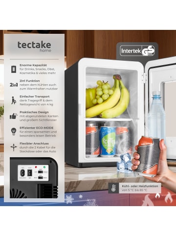 tectake Tragbarer 2 in 1 Mini-Kühlschrank, 27 x 31 x 41 cm mit Tragegriff