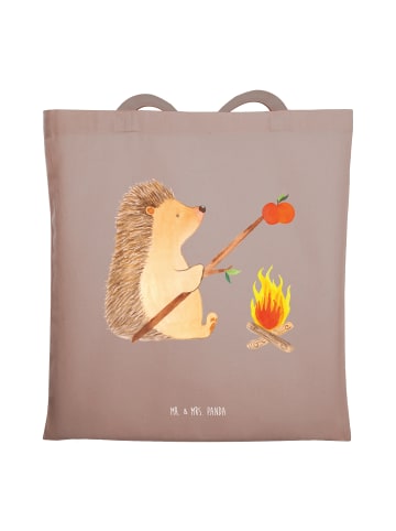 Mr. & Mrs. Panda Jutetasche Igel Grillen ohne Spruch in Braun Pastell