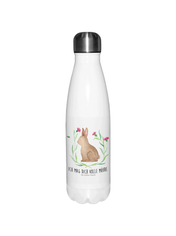 Mr. & Mrs. Panda Thermosflasche Hase Sitzen mit Spruch in Weiß