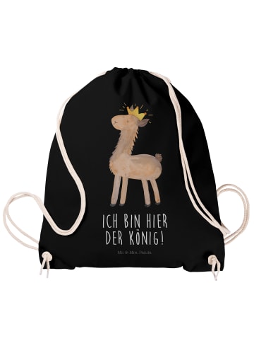 Mr. & Mrs. Panda Sportbeutel Lama König mit Spruch in Schwarz