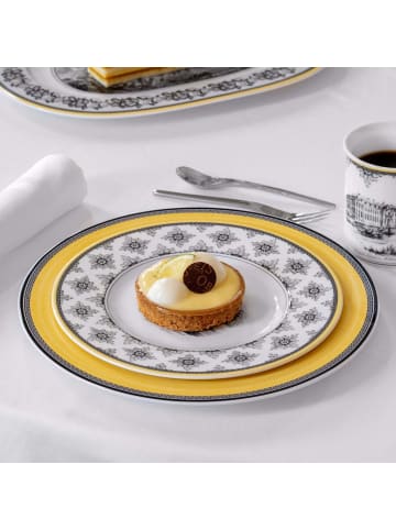 Villeroy & Boch Speiseteller Audun Fleur in ø 27,1 cm in weiß-grau-gelb