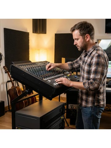 COSTWAY Mobiler Rack Wagen DJ Audioständer in Schwarz