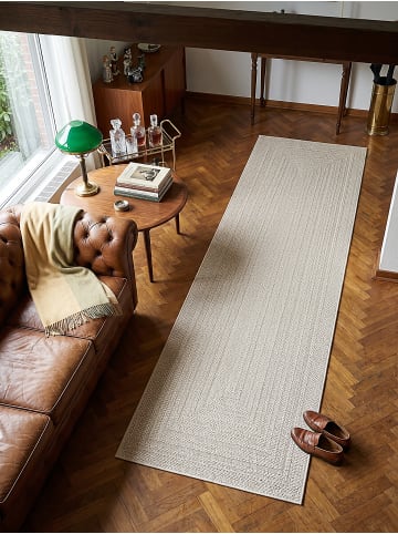 KADIMA DESIGN Teppich flachgewebt Bordüre flachgewebt pflegeleicht Wohnzimmer Flur in Creme