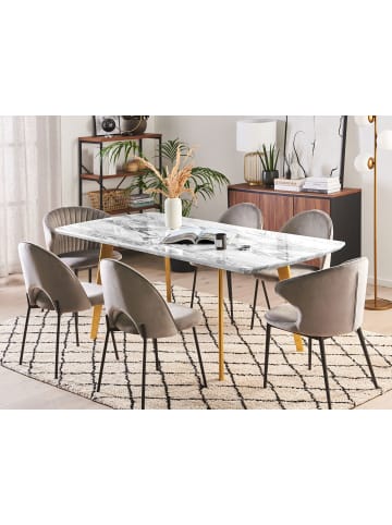 Beliani Esszimmertisch MOSBY in Weiß/Gold - (W) 90 x (H) 77 x (L) 160 cm