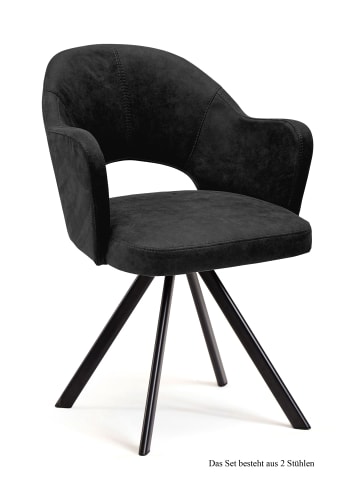 58 aufm Kessel ARMLEHNSTUHL (2er-Set) Debor 59x87x61 Schwarz/Anthrazit