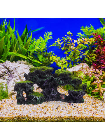 relaxdays Aquariumdeko Stein in Schwarz-Grün
