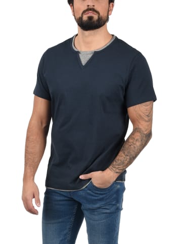 BLEND Layershirt BHLeonis 20711582 ME T-Shirt in Double-Layer-Optik in Blau