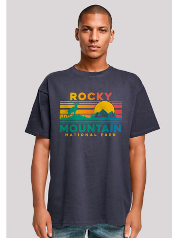 F4NT4STIC Oversize T-Shirt US National Parks Rocky Mountain Sunset in marineblau