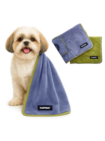FLUFFINO Hundehandtuch Set 2-tlg. S grau/grün  Bunt