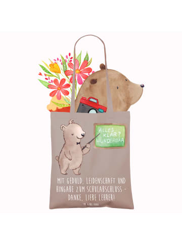 Mr. & Mrs. Panda Tragetasche Danke Lehrer mit Spruch in Braun Pastell