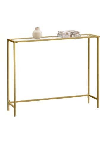 VASAGLE Konsolentisch Baris in Gold-Transparent - (B)100 x (H)80 x (T)20 cm