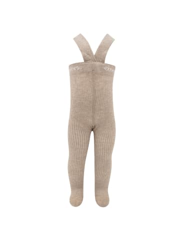 ewers Strumpfhose Rippe mit Trägern in dunkel beige meliert