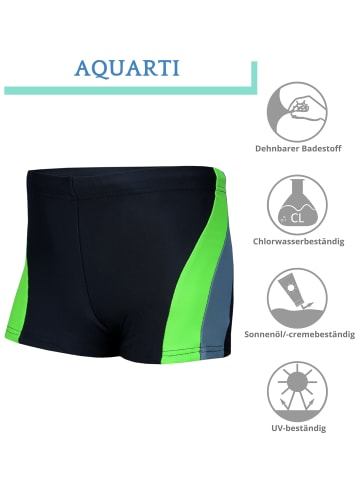 Aquarti Jungen Kinder Badehose Seitliche Paspel in schwarz/grün