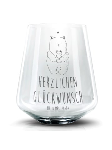 Mr. & Mrs. Panda Blümchentail Glas Bär Baby mit Spruch in Transparent