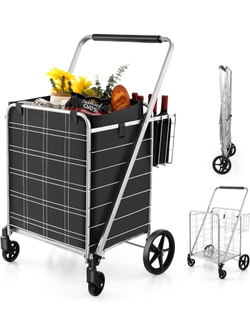 COSTWAY Einkaufstrolley Klappbar in Silber