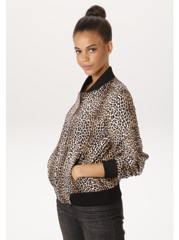 Aniston CASUAL Blouson in schwarz-wollweiß-hellbraun-sand
