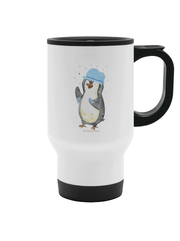 Mr. & Mrs. Panda Travel Mug Pinguin Duschen ohne Spruch in Weiß