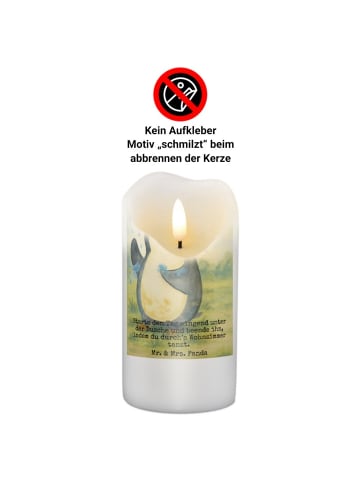 Mr. & Mrs. Panda Wachskerze Pinguin Duschen Design mit Spruch in Weiß