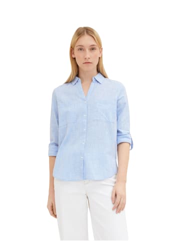 Tom Tailor Langarm Hemd BLOUSE WITH SLUB STRUCTURE in Blau