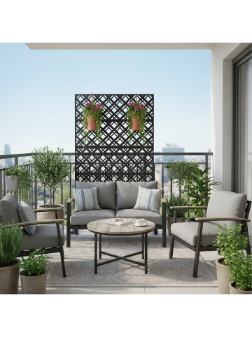 relaxdays Sichtschutz "Rauten" in Schwarz - (B)110 x (H)183 x (T)50 cm