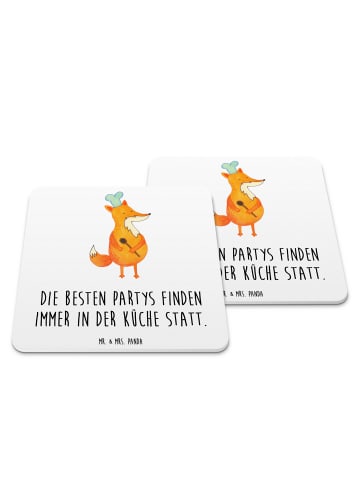 Mr. & Mrs. Panda Untersetzer Fuchs Koch mit Spruch in Weiß