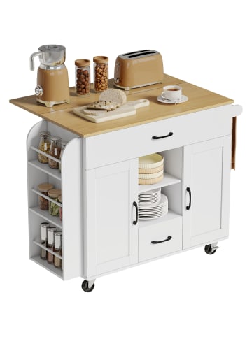 HOMCOM Kücheninsel-115L x 70B x 89H cm-Weiß