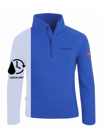 Trollkids Fleece Zip Pullover "Rondane " in Mittelblau / Hellblau