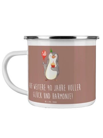 Mr. & Mrs. Panda Emaille Tasse 40. Hochzeitstag Rubinhochzeit mi... in Braun Pastell