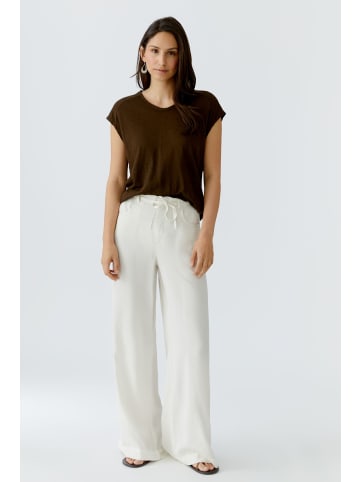 Oui Leinen T-Shirt in demitasse