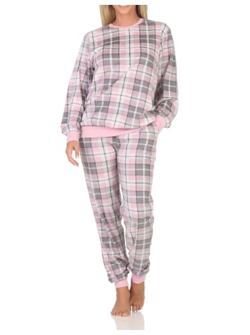 NORMANN Fleece Schlafanzug langarm Bündchen chilige optik - 88289 in rosa