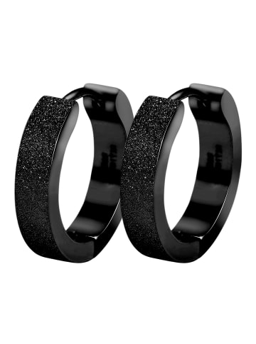 Adeliás Damen Ohrringe – Klappcreole aus Edelstahl in schwarz