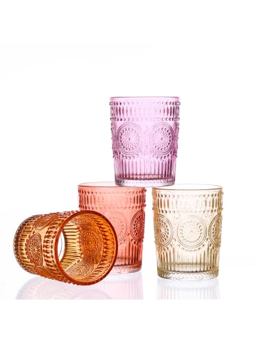 MARELIDA Trinkglas Wasserglas Vintage Boho 280ml in rot