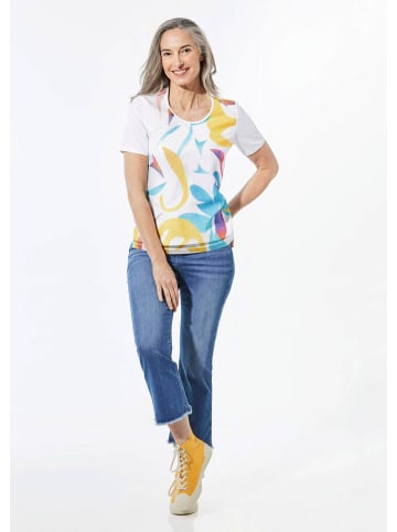 GOLDNER Shirt Shirt mit Rundhalsausschnitt in weiß / gemustert