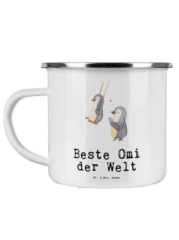 Mr. & Mrs. Panda Reisebecher Pinguin Beste Omi der Welt mit Spruch in Weiß
