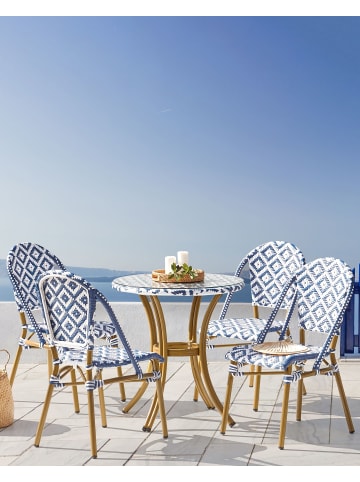 Beliani 4er-Set Esszimmerstuhl RIFREDDO in Blau/Beige/Weiß