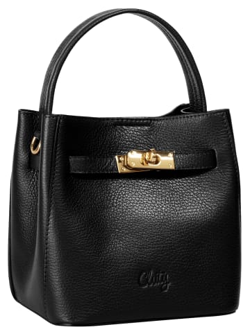 Cluty Umhängetasche echt Leder in schwarz