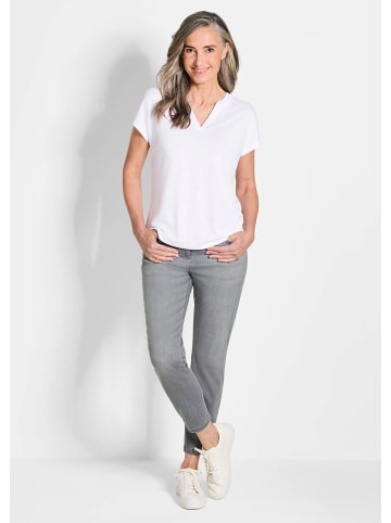 GOLDNER Jerseyshirt Luftiges Basicshirt mit V-Ausschnitt in weiß