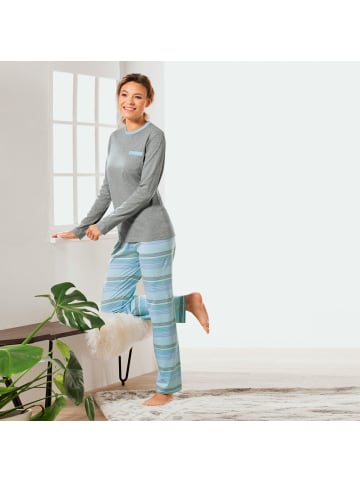 REDBEST Single-Jersey Schlafanzug in blau/grau